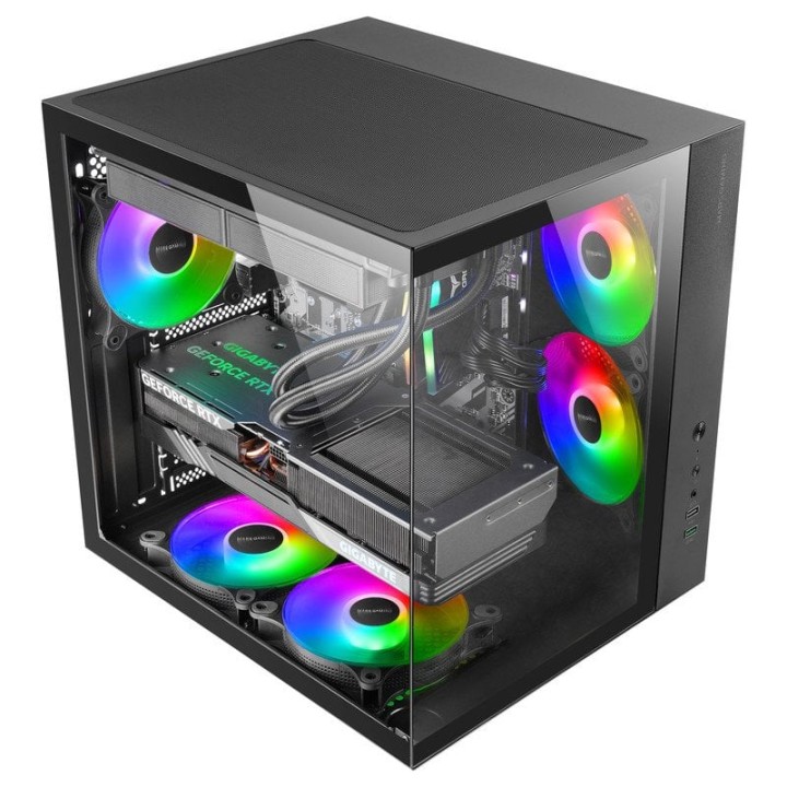 Mars Gaming MCV-ONE Caja Gaming ATX Doble Cristal Templado Ventilador Trasero FRGB 12cm Negro