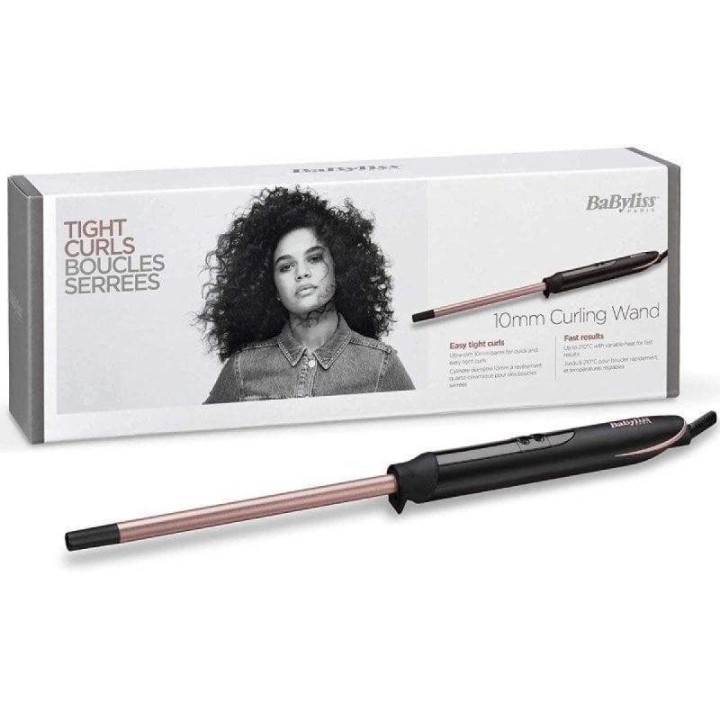 Tenacilla BaByliss Tight Curls 10mm Nano Cuarzo Calor Digital 210°C Autoapagado