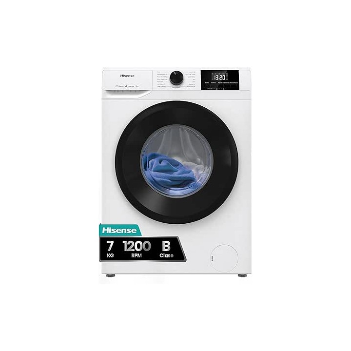 Lavadora Hisense WF1G7021BW 7kg Carga Frontal 1200rpm Clase B Blanca Vapor 99.9%
