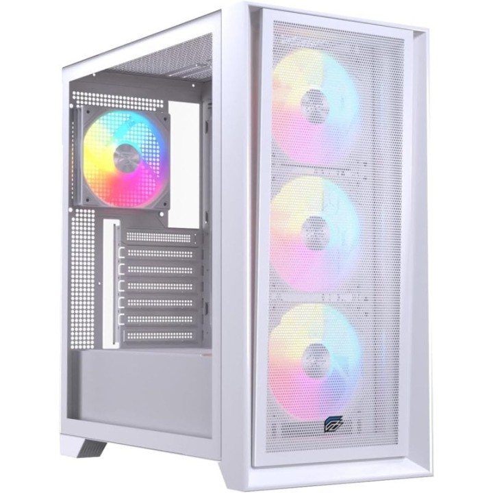 Torre Einarex PULSE P600 RGB White ATX Panel Vidrio/Malla 3x Ventilador 120mm