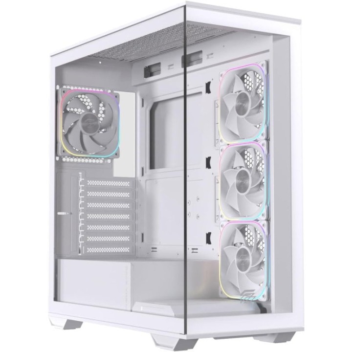Torre Einarex Prisma S700 RGB White Cristal Templado, Soporte 9 Ventiladores, ATX, Midi Tower