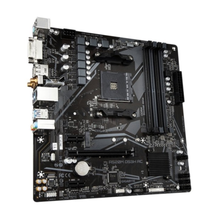 Placa Base Gigabyte A520 Micro-ATX AM4 A520M DS3H AC WiFi 5 DDR4 PCIe M.2