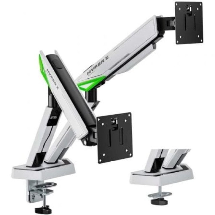 Soporte de Mesa Gaming AISENS DT38TSR-345 Giratorio Inclinable Acero Aluminio hasta 2x38" 16kg/Brazo