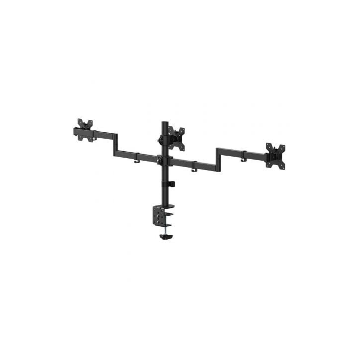Soporte de mesa AISENS DT27TSR-281 para 3 monitores, acero, VESA 100x100, 10kg por brazo
