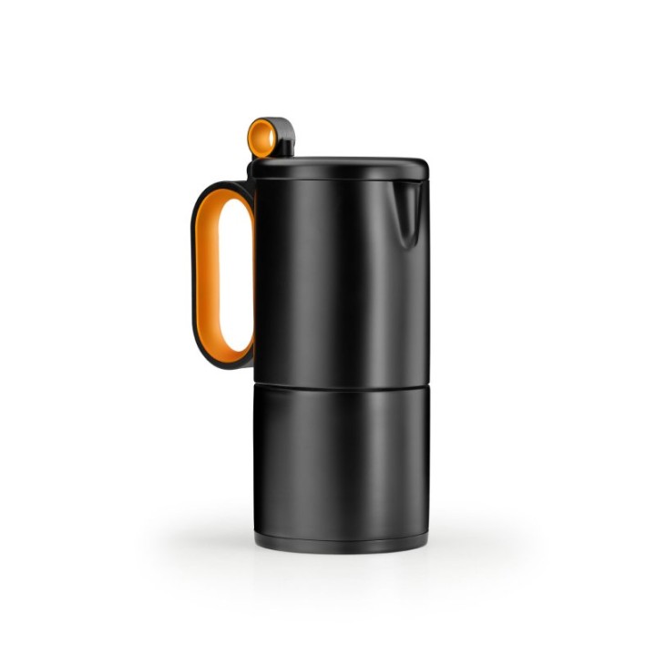 Cafetera Italiana BRA Efficient 14 tazas 0,18L acero inoxidable Full Induction naranja-negro