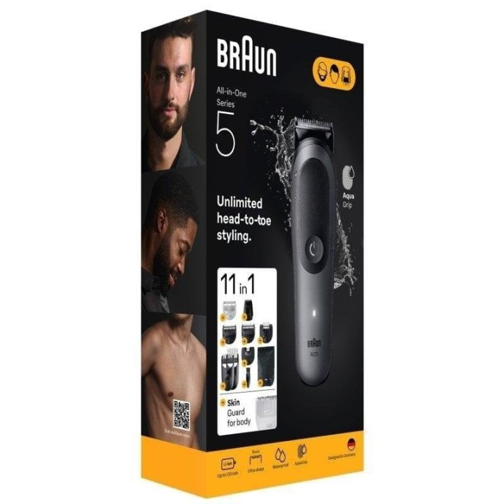Cortapelos Braun Inalámbrico 14 Niveles 120min Autonomía Carga Rápida Negro/Gris