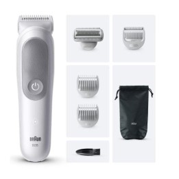Recortadora Braun Wet & Dry Gris inalámbrica batería Li-Ion 100min accesorios x6 IPX7