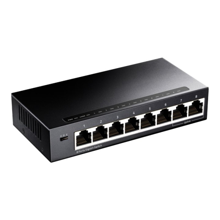 Switch CUDY 8 Puertos Gigabit Ethernet 16Gbps Full Duplex Soporte VLAN Negro
