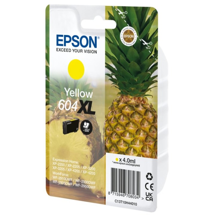 Cartucho de tinta Epson 604XL Amarillo 4ml Pack individual para impresoras Expression Home y WorkForce