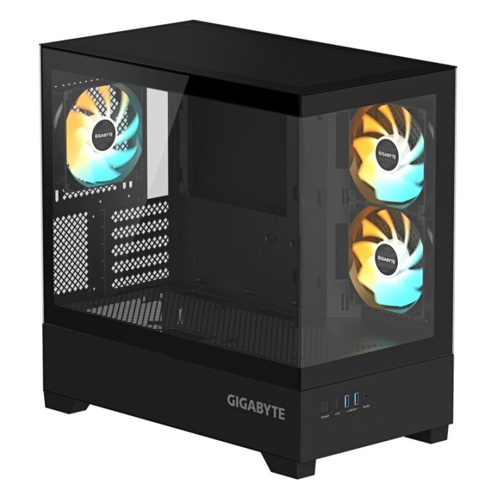Caja PC Gigabyte C201 Panoramic Negra Micro ATX Cristal Templado RGB 3 Ventiladores