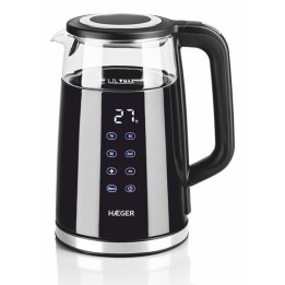 Hervidor Haeger EK-DIG.028A 1,7L 2200W Vidrio Acero Inoxidable Termostato Negro