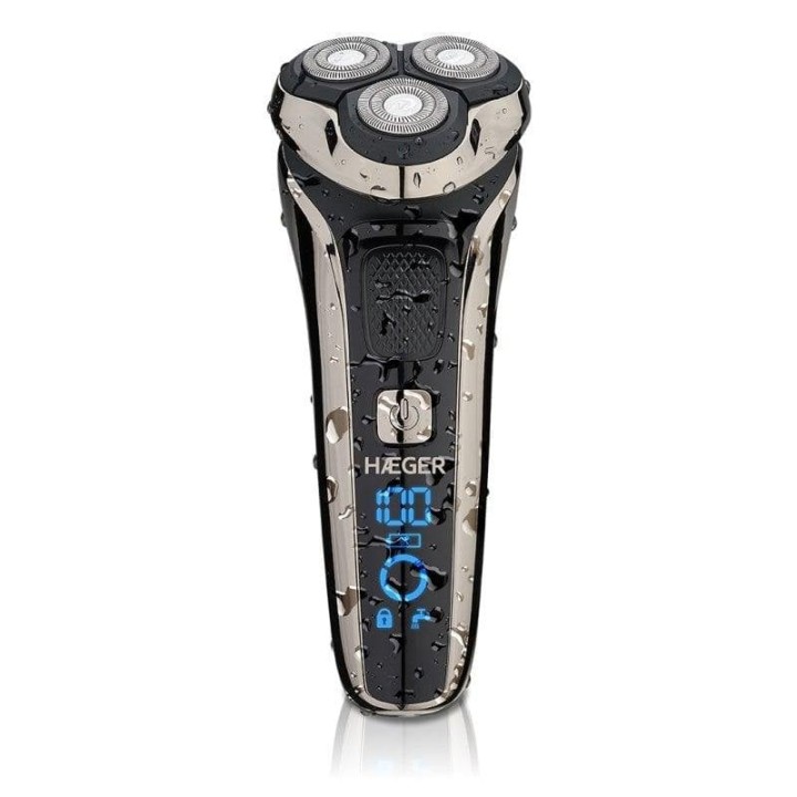 Afeitadora Haeger G-Man Ultra LED 3 Cabezales 90min Batería Litio Recortadora Waterproof