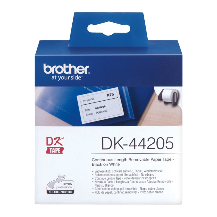 Cinta de Papel BROTHER 62mm Negro/Blanco (DK-44205)
