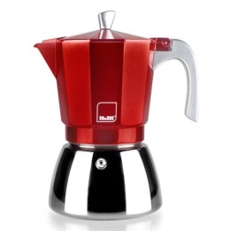 Cafetera Italiana Ibili Elba 0,45L aluminio fundido acero inoxidable roja resistente