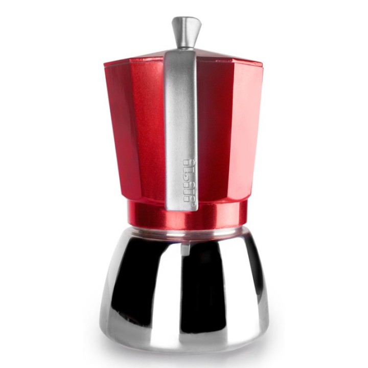 Cafetera Italiana Ibili Elba 0,45L aluminio fundido acero inoxidable roja resistente