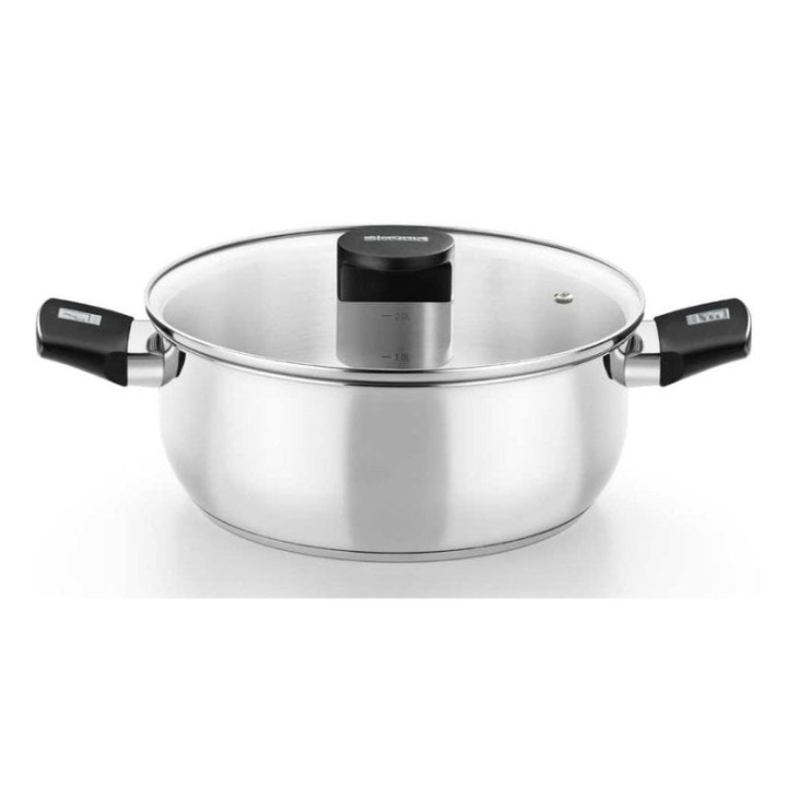 Cacerola Monix Acero Inoxidable 20cm 2 Asas Tapa Cristal Baquelita
