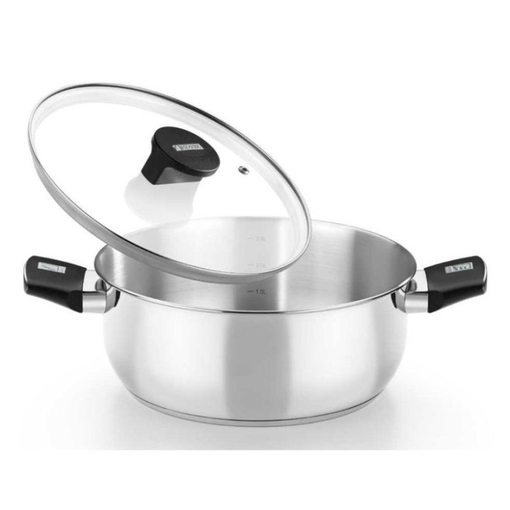 Cacerola Monix Acero Inoxidable 20cm 2 Asas Tapa Cristal Baquelita