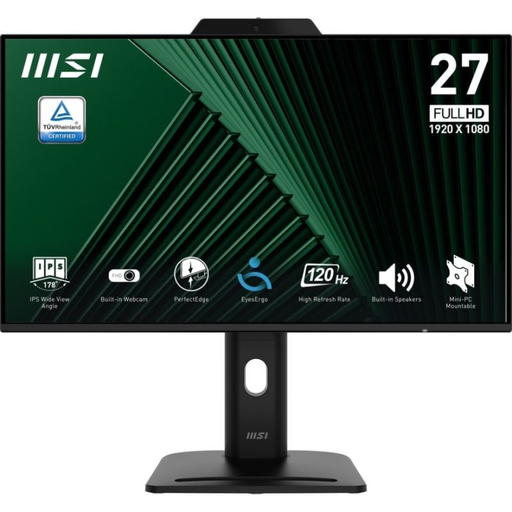 MSI PRO MP272PMG 27″ 1080p 120Hz IPS altavoces cámara USB HDMI DP FreeSync VESA Negro