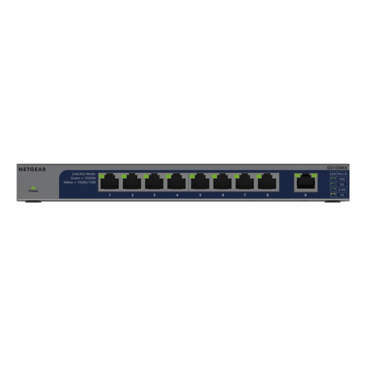 Switch Netgear GS108MX-100EUS 8 Puertos RJ-45 Gigabit/10G Montaje Rack/Pared Sin Ventilador
