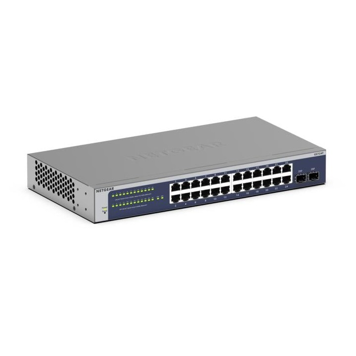 Switch Netgear GS724Tv6 24 Puertos Gigabit 2 SFP L2+/L3 Rack 1U Sin Ventilador