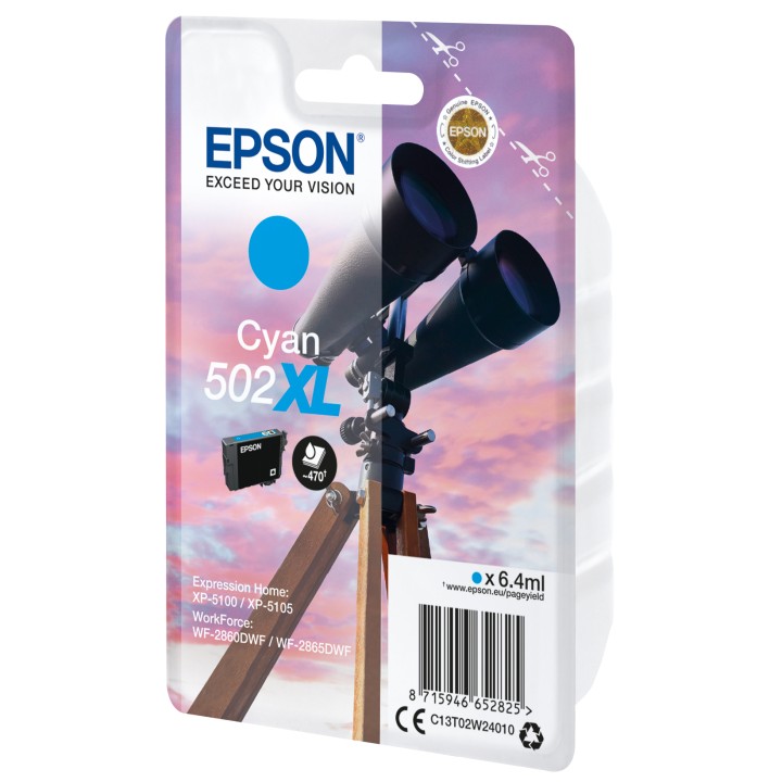 Tinta Epson 502XL Cian 6.4ml 470 páginas (C13T02W24010)