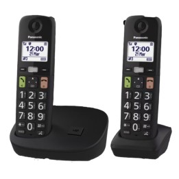 Teléfono inalámbrico Panasonic DECT 2 Handsets Pantalla 1.8″ Botones Grandes Bloqueo Llamadas Negro