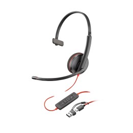 Auriculares Poly con cable USB-C y USB-A Micrófono Monoaural Supraaural
