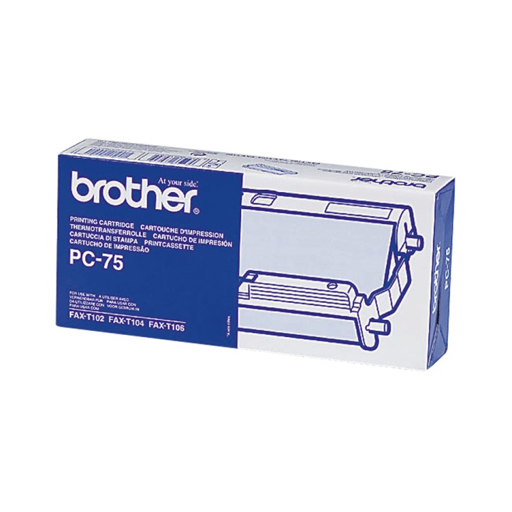 Cartucho y Bobina BROTHER FAX 144 páginas Negro (PC-75)