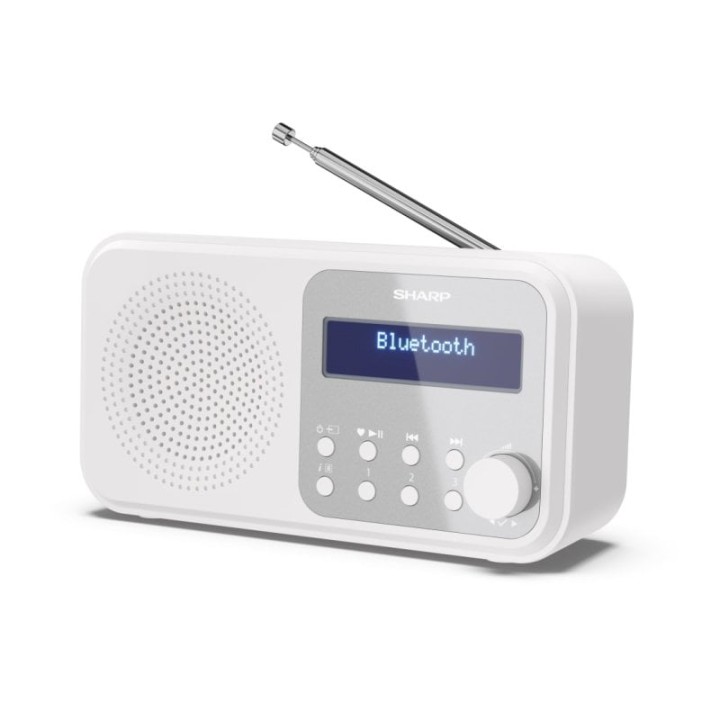 Radio Portátil Sharp DR-P420 DAB, DAB+, FM, Bluetooth 5.0, Pantalla LCD, 2W RMS, Blanco