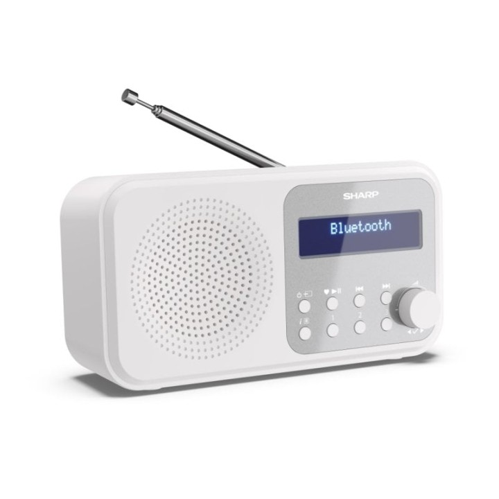 Radio Portátil Sharp DR-P420 DAB, DAB+, FM, Bluetooth 5.0, Pantalla LCD, 2W RMS, Blanco
