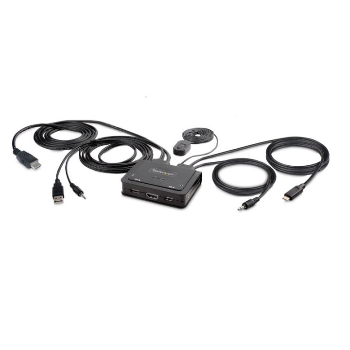 Conmutador KVM StarTech.com HDMI 4K 60Hz USB-A/USB-C Cables Integrados Audio 1,8m