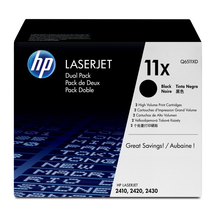 Toner HP LaserJet 11X Pack 2 Negro 12000 pág (Q6511XD)
