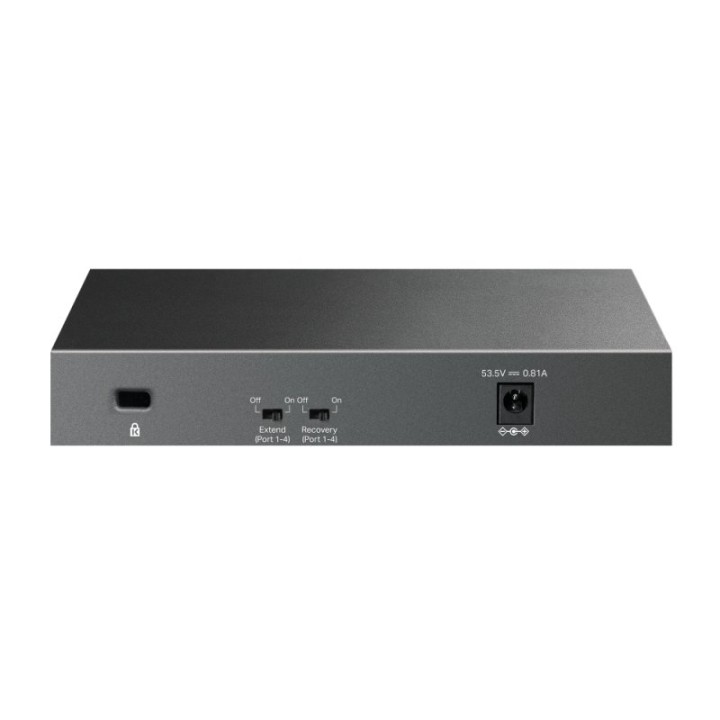 Switch TP-Link 6 puertos Fast Ethernet 4 PoE 47,76W sin ventilador QoS montaje pared