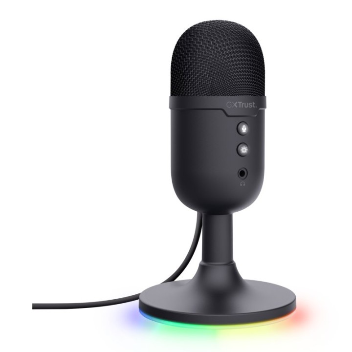 Micrófono Trust GXT 234 Yunix USB cardioide compacto RGB con salida auriculares
