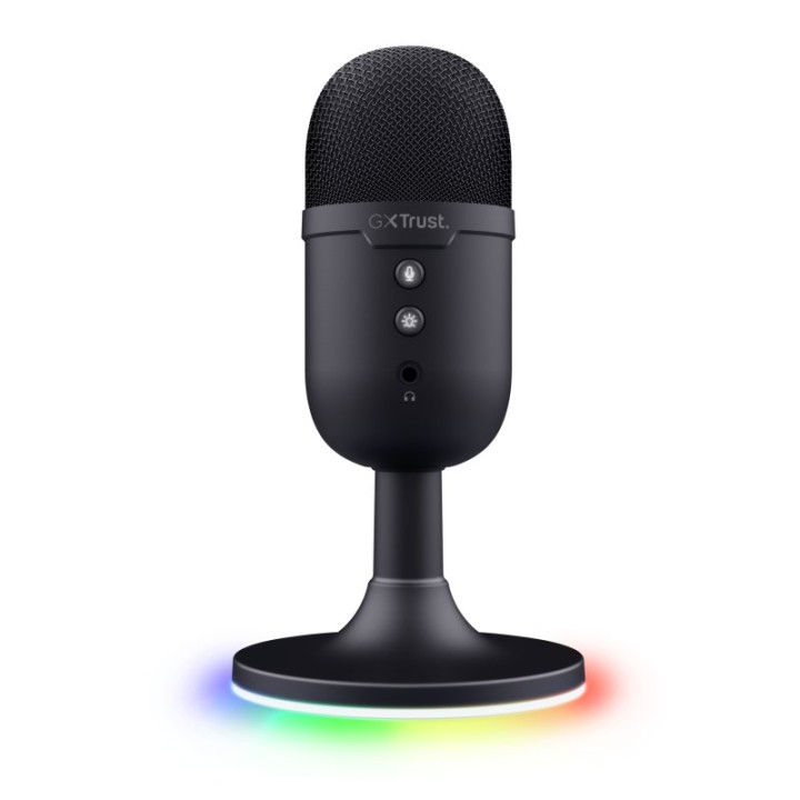 Micrófono Trust GXT 234 Yunix USB cardioide compacto RGB con salida auriculares