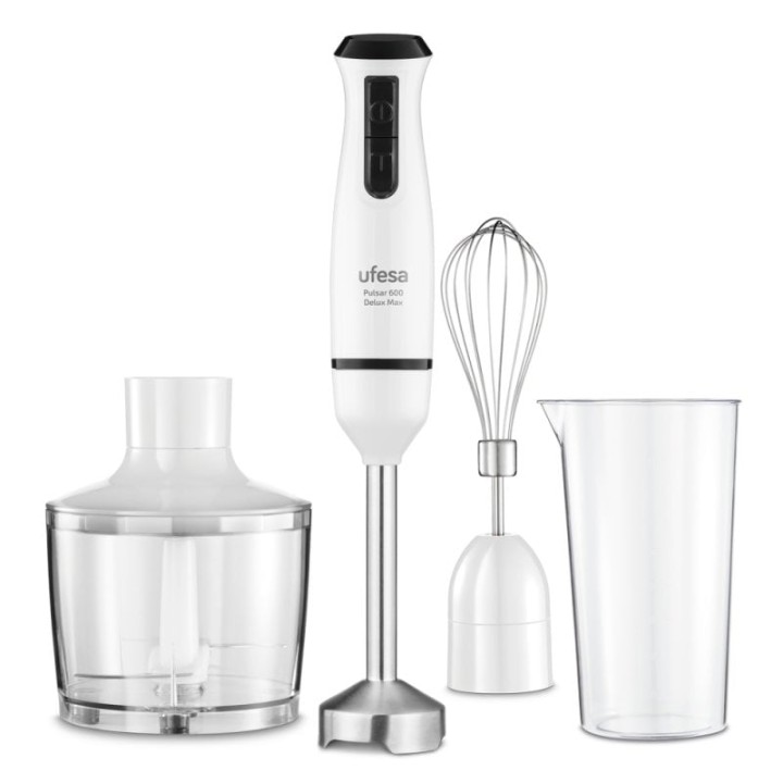 Batidora de inmersión Ufesa Pulsar Delux Max 600W Turbo 2 cuchillas vaso medidor 0,6L
