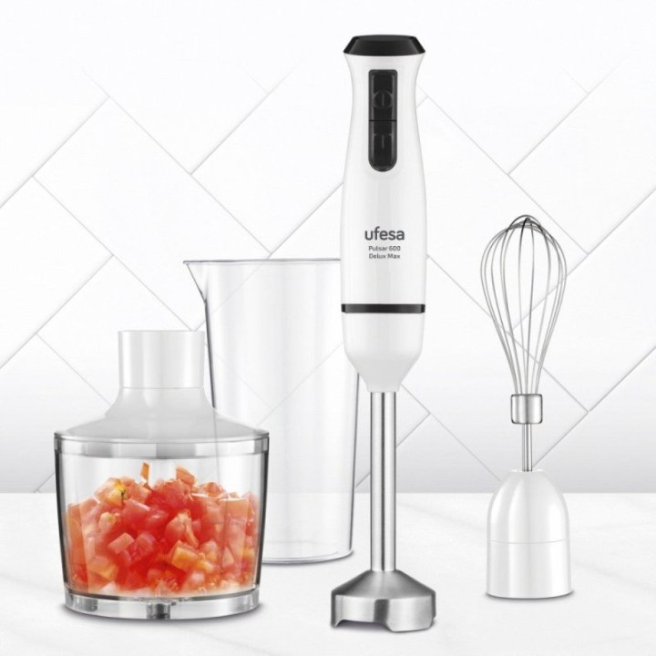 Batidora de inmersión Ufesa Pulsar Delux Max 600W Turbo 2 cuchillas vaso medidor 0,6L