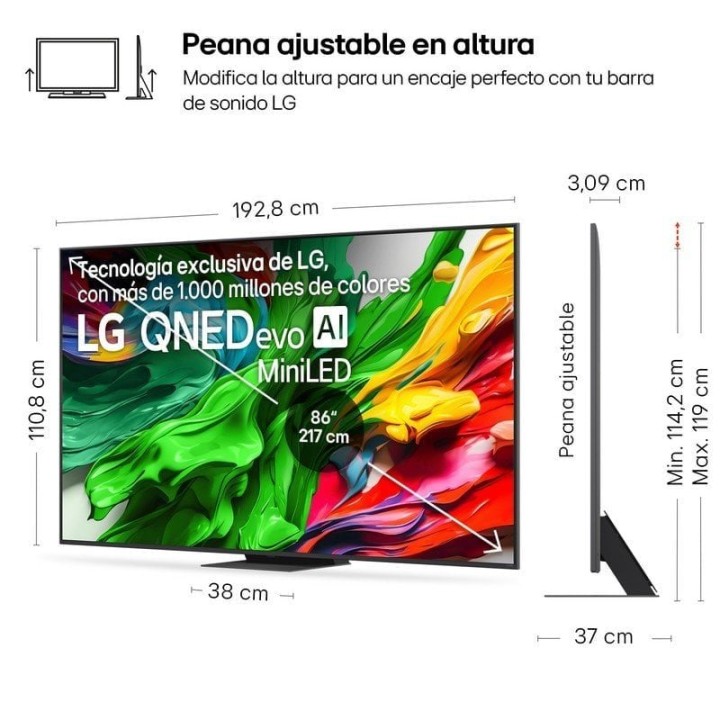 LG QNED MiniLED 86QNED86A6A 86" 4K Ultra HD FreeSync Dolby Vision AirPlay2 WiFi6