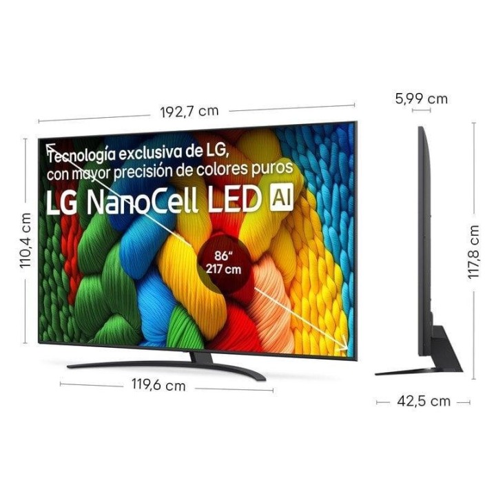 LG NanoCell 86NANO81A6A 86" 4K Ultra HD Smart TV Procesador α7 Gen8 Gaming Cloud