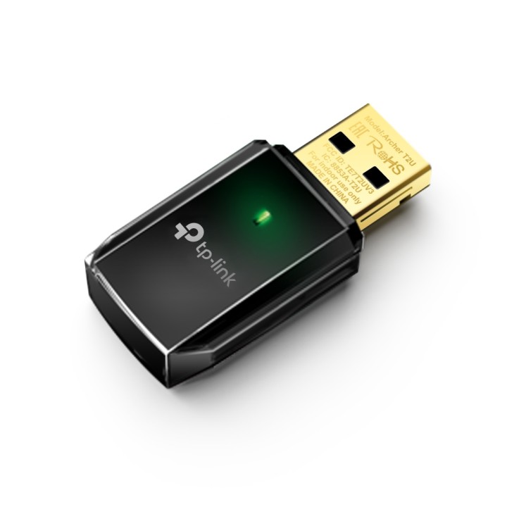 Adaptador TP-Link AC600 DualBand USB Negro (Archer T2U)