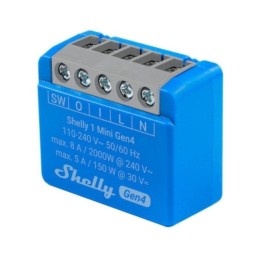 Módulo Shelly 1 Mini Gen4 Azul Wi-Fi Bluetooth Zigbee Matter 8A/240V Relé Compacto