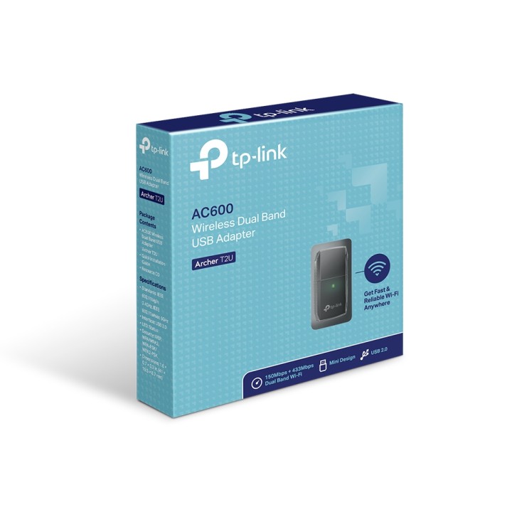 Adaptador TP-Link AC600 DualBand USB Negro (Archer T2U)