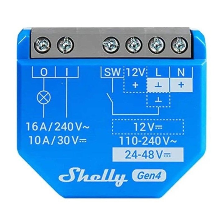Módulo domótico Shelly 1 Gen4 Azul Wi-Fi Zigbee Bluetooth Matter 16A 240V AC Contacto Seco
