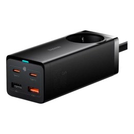 Cargador Baseus GaN3 Pro PSZM000901 65W 2x USB-C 2x USB-A Toma AC Protección Avanzada Negro