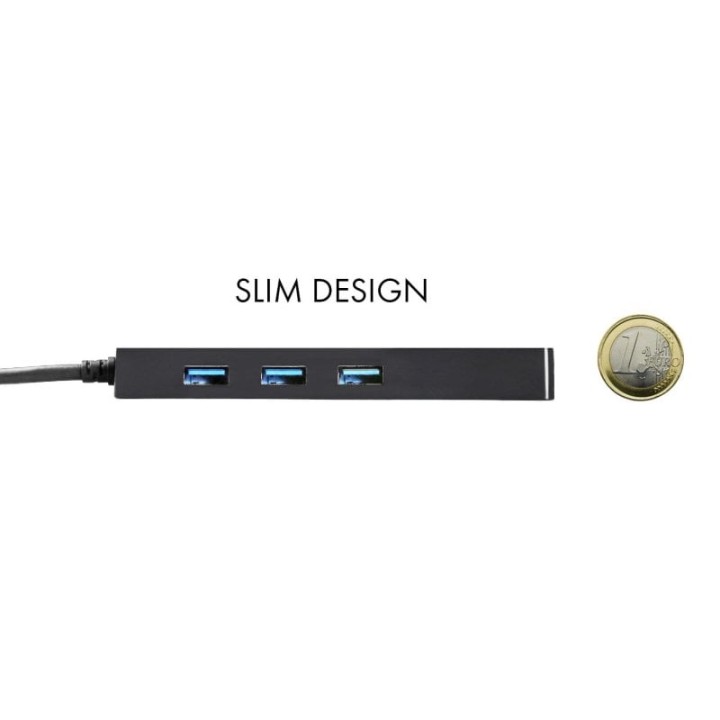 Hub USB-C i-tec Advance Slim 3 Puertos USB 3.0 + Adaptador Gigabit Ethernet, negro