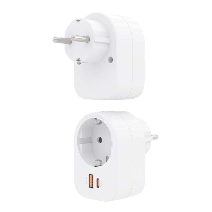 Regleta de pared Aisens 1 Schuko 1 USB-C 20W PD 3.0 1 USB-A 20W QC 3.0 GaN Blanco