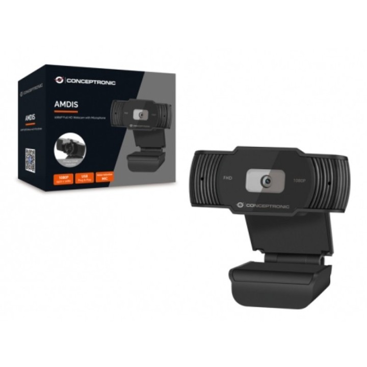 Webcam Conceptronic AMDIS04B Full HD 1080p 3,6mm Plug and Play Micrófono USB 2.0