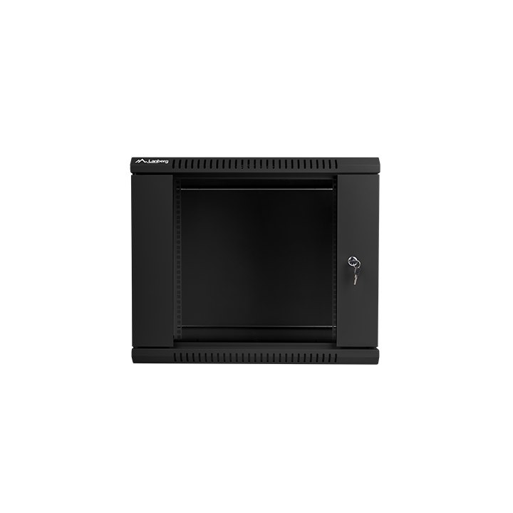 Bastidor de Pared Lanberg WF01-6409-10B 9U 60kg Acero Negro IP20 Cristal Templado 19"