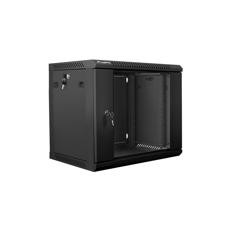 Bastidor de Pared Lanberg WF01-6409-10B 9U 60kg Acero Negro IP20 Cristal Templado 19"