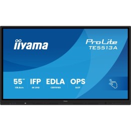 Panel interactivo iiyama 64.5″ 4K Ultra HD PureTouch-IR 40 puntos táctiles Android 14